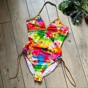 Lisabelle floral/bedazzled one piece swimsuit. Kids’ 16/ women’s XS